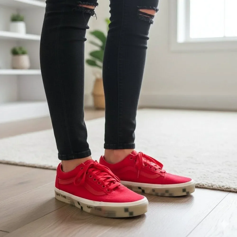 Vans Old Skool Low Top Sneakers Red Canvas Men’s Size 7– Off The Wall